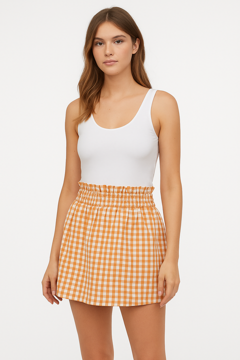Forever 21 Women's Maple & White Checkered Skirt | Forever 21 In Lebanon