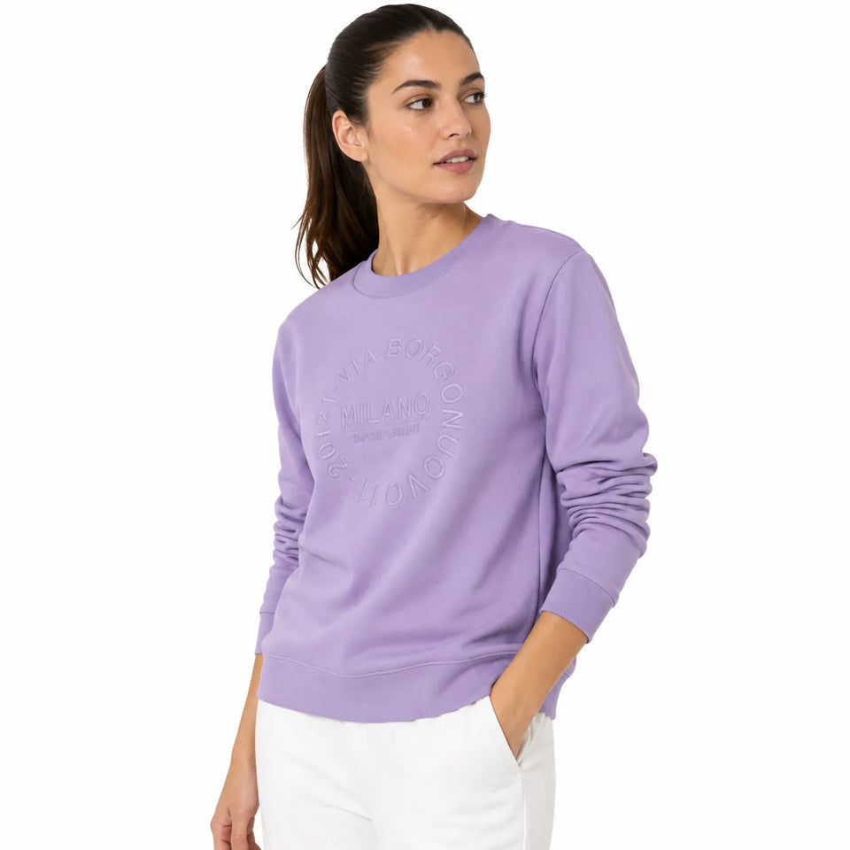 Emporio Armani Women's Purple Sweatshirt with Appliqué|Emporio Armani In Lebanon