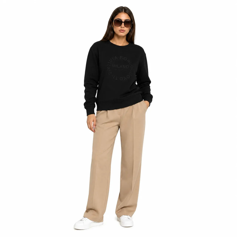 Emporio Armani Women's Black Logo Printed Regular Fit Sweatshirts | Emporio Armani In Lebanon
