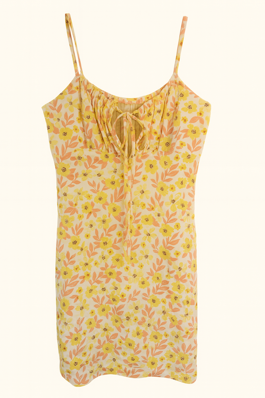 Forever 21 Women's Yellow Floral Tie-Front Mini Dress | Forever 21 In Lebanon