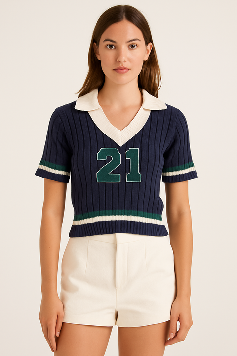 Forever 21 Women's Navy-Cream T-shirt |Forever 21 in Lebanon