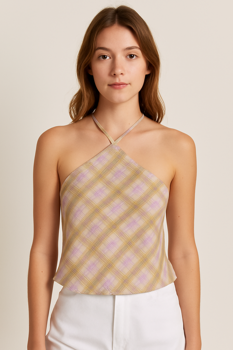 Forever 21 Women's Multi Plaid Tie-Neck Top | Forever 21 In Lebanon