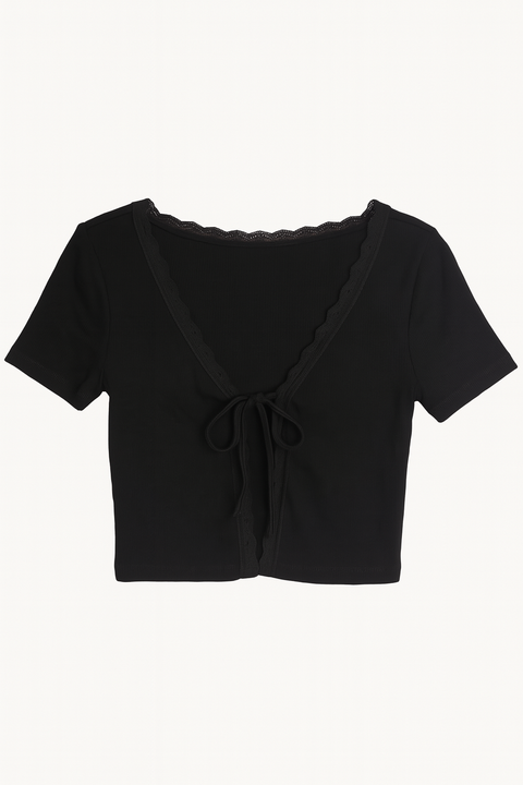 Forever 21 Women's Black Tie-Front Crop Top | Forever 21 In Lebanon
