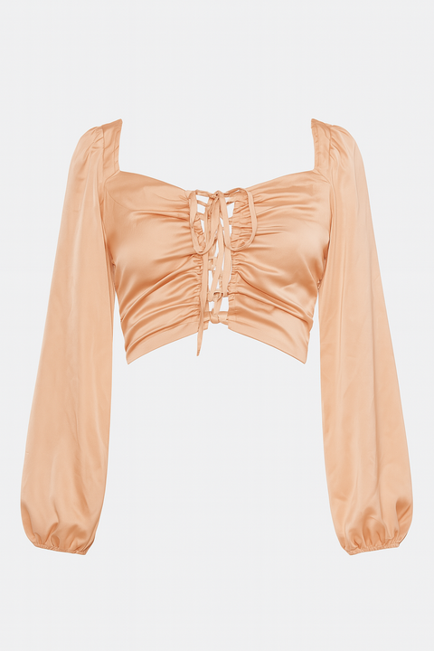Forever 21 Women's Coral Off Shoulder Long Sleeve Crop Top |Forever 21 In Lebanon