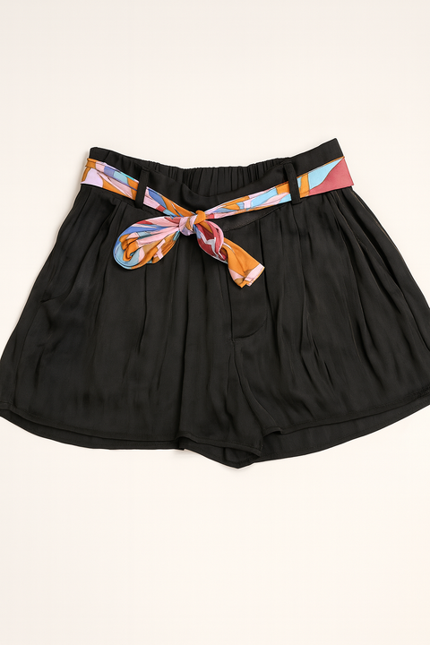 Forever 21 Women's Black Satin Belted Short | Forever 21 In Lebanon