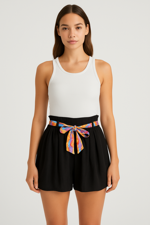 Forever 21 Women's Black Satin Belted Short | Forever 21 In Lebanon