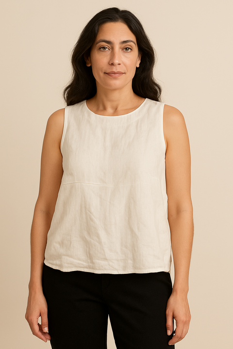 Mango Women's Off White Jacquard Stripe Sleeveless Blouse |Mango In Lebanon
