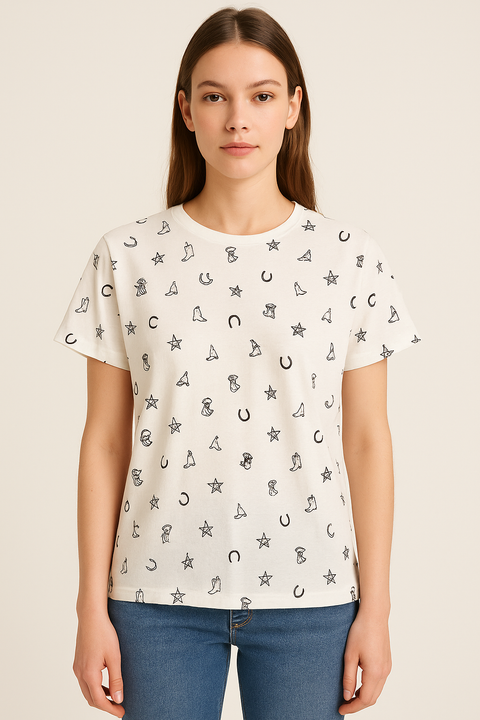 Mango Women's White Printed T-Shirt |Mango In Lebanon