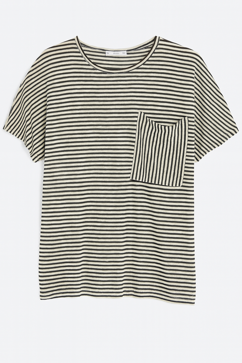 Mango Women's Black & White Striped T-Shirt |Mango In Lebanon