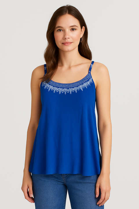 Mango Women's Royal Blue Sleeveless Blouse |Mango In Lebanon