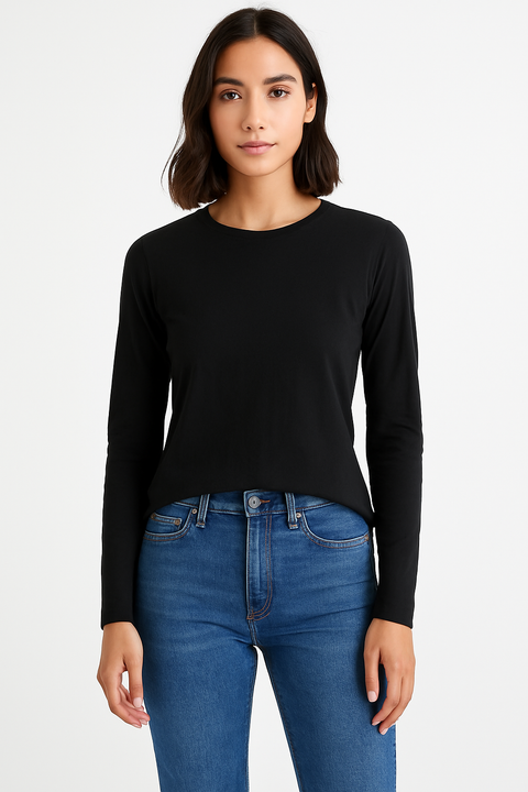 Mango Women's Black Solid Long Sleeve Blouse |Mango In Lebanon
