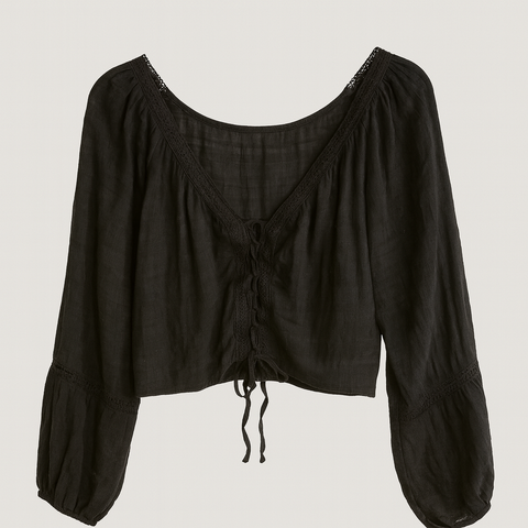 Forever 21  Women's Black V-Neck Long Sleeve Top  | Forever 21 In Lebanon