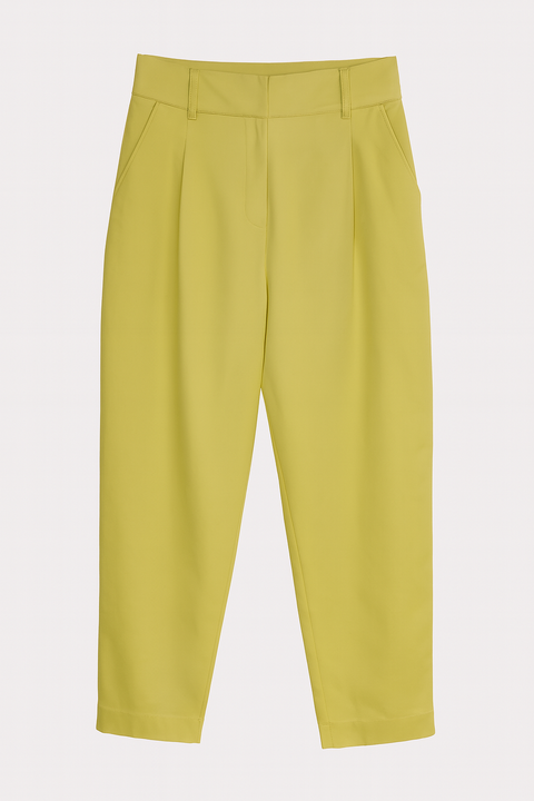 Forever 21 Women's Lime Green Pleated Wide-Leg Cropped Pants | Forever 21 In Lebanon