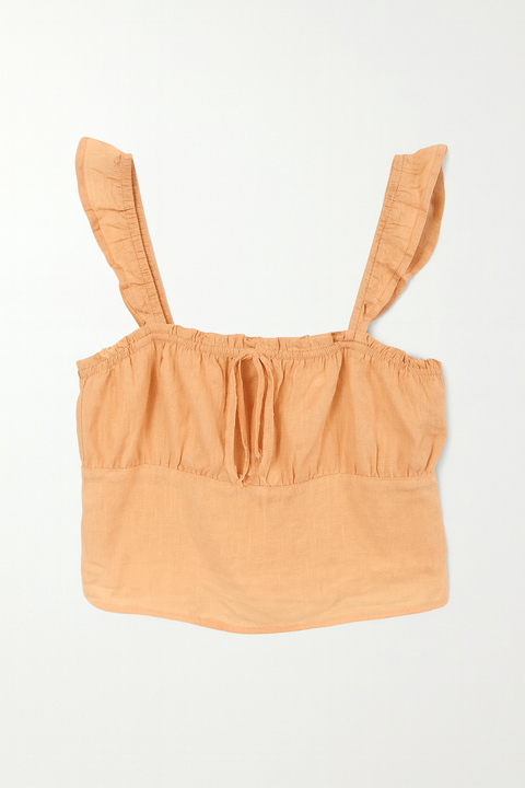 Forever 21 Women's Light Coral Ruffle Sleeve Crop Top |Forever 21 In Lebanon