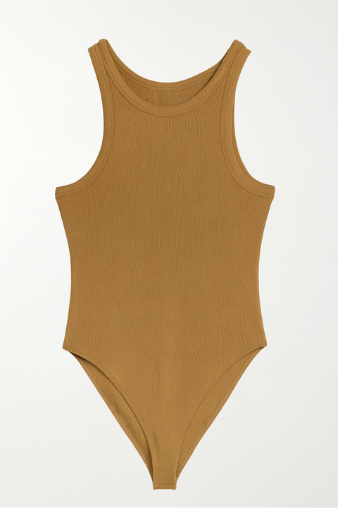 Forever 21 Women's Beige Ribbed Sleeveless Bodysuit |Forever 21 In Lebanon