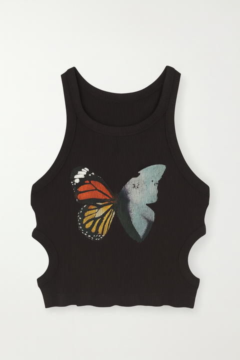 Forever 21 Women's Black Ribbed Graphic Sleeveless Tank Top | Forever 21 In Lebanon