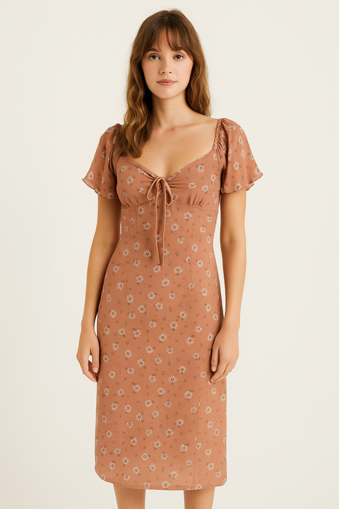 Forever 21 Women's Dusty Rose Floral Short Sleeve Dress |Forever 21 In Lebanon