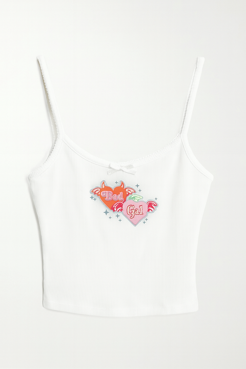 Forever 21 Women's White Printed Ribbed Crop Top |Forever 21 In Lebanon
