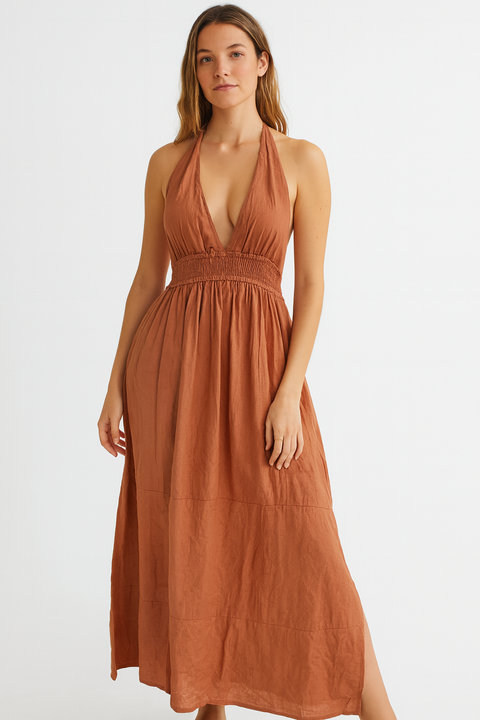 Forever 21 Women's Peach Open Back Sleeveless Dress |Forever 21 In Lebanon
