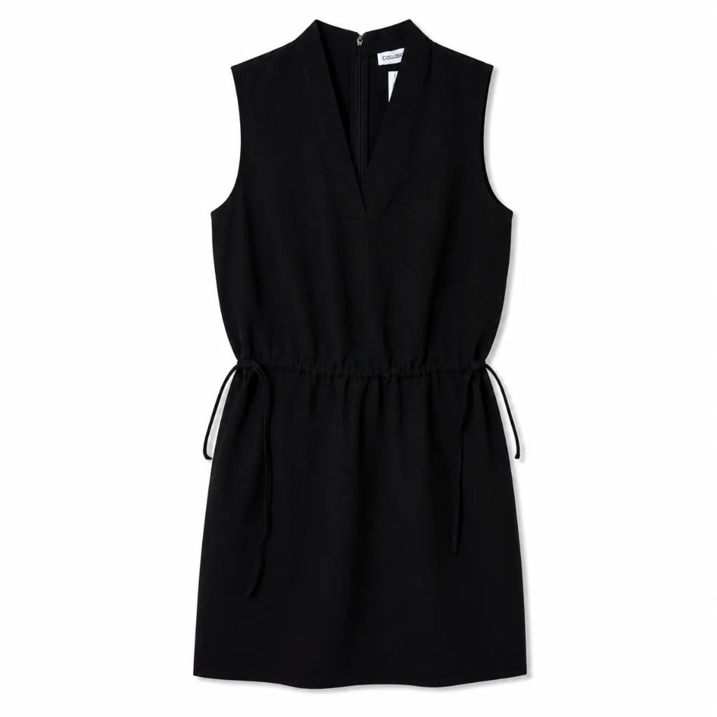 Calvin Klein Women's Black Sleeveless Mini Dress with Drawstring Waist Dress