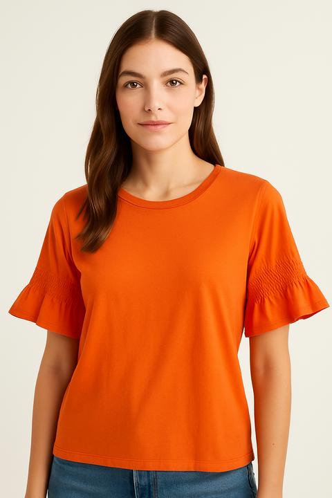 Mango Women's Coral 3/4 Sleeve T-Shirt |Mango In Lebanon