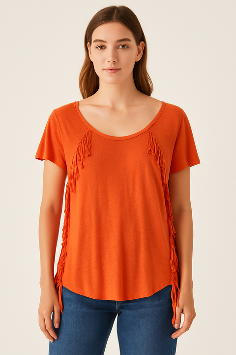Mango Women's Orange Basic T-Shirt |Mango In Lebanon