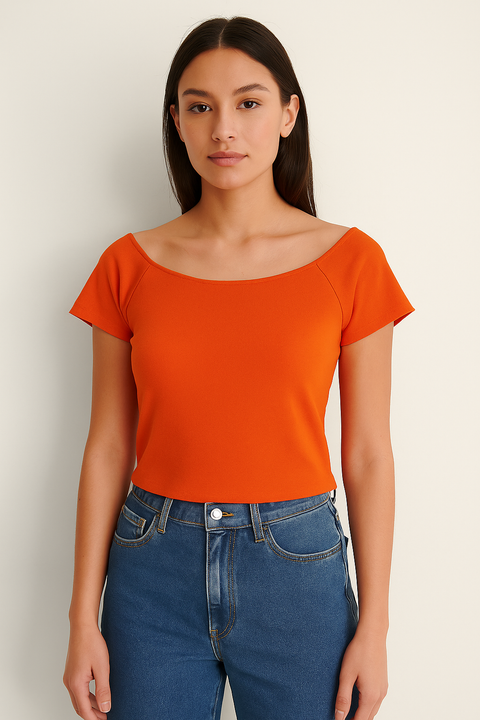Mango Women's Orange Stretchy T-Shirt |Mango In Lebanon