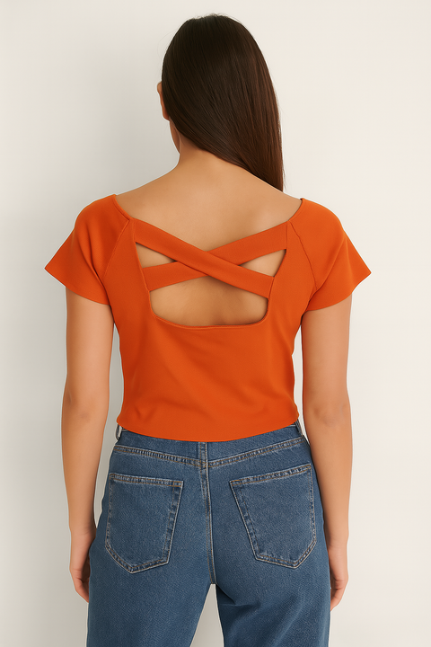 Mango Women's Orange Stretchy T-Shirt |Mango In Lebanon