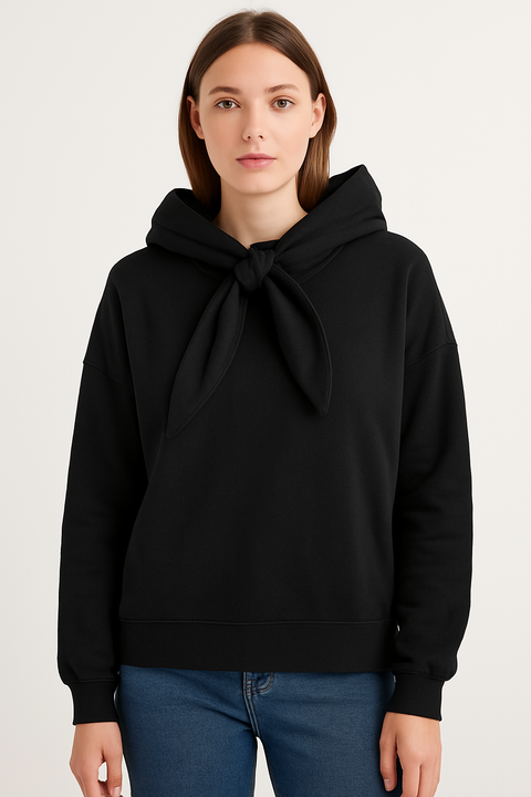 Mango Women's Black Long Sleeve Hoodie |Mango In Lebanon