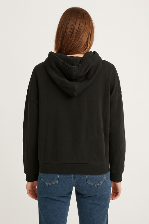 Mango Women's Black Long Sleeve Hoodie |Mango In Lebanon