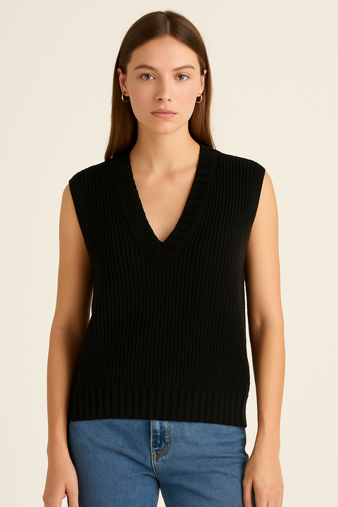 Cotton On Women's Black V Neck Sleeveless Sweatshirt | Cotton On In Lebanon
