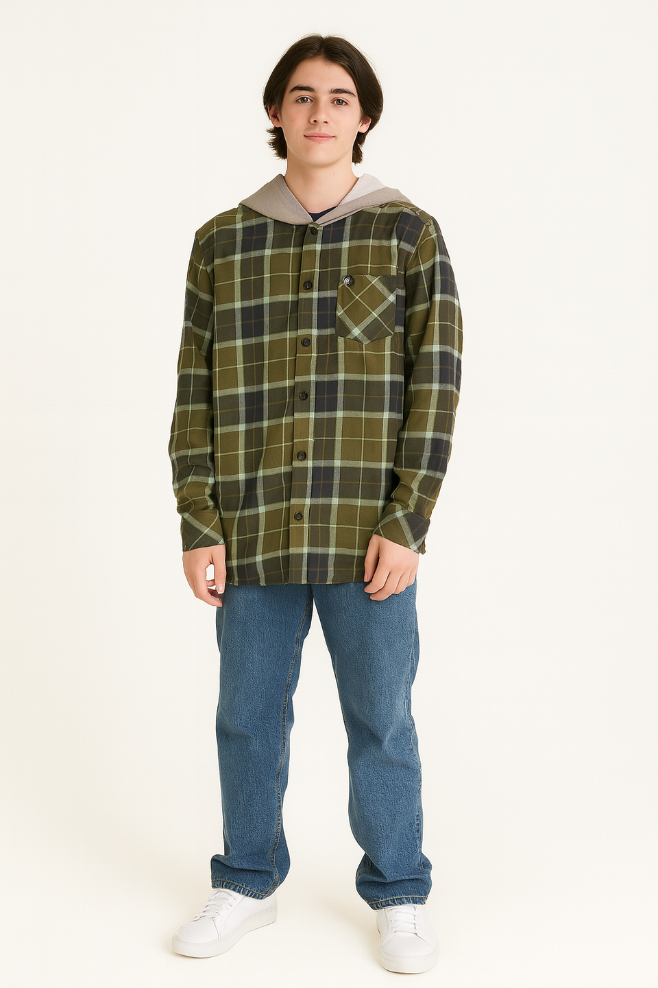 Quiksilver & Roxy Boy's Green Hooded Flannel Shirt |Quiksilver & Roxy In Lebanon