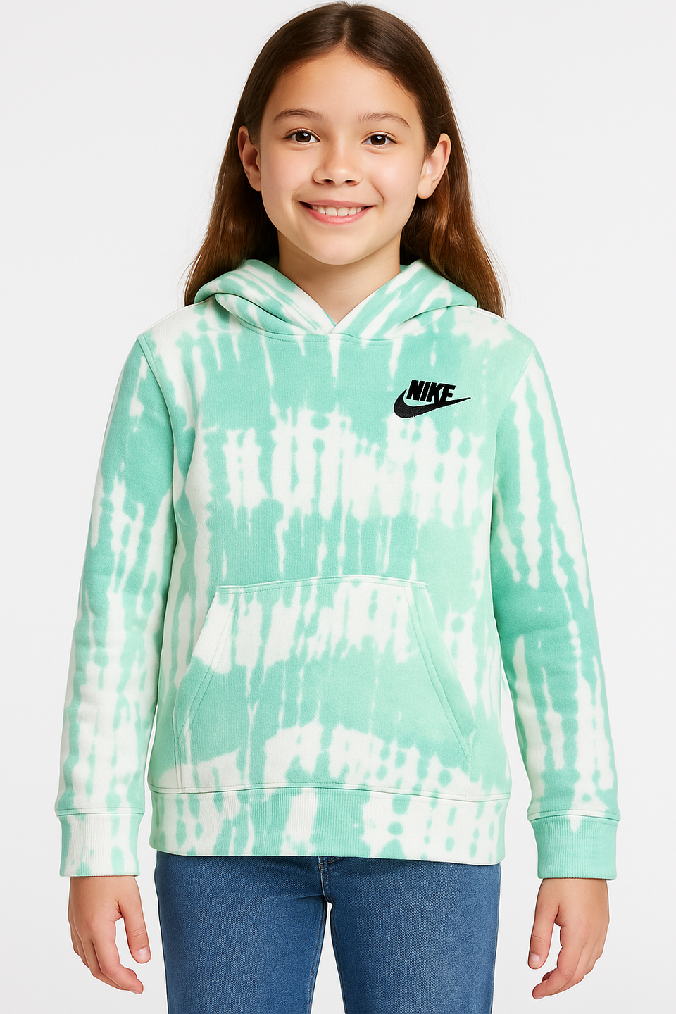 Nike Girl's Mint Green Tie-Dyed Hoodie |Nike In Lebanon