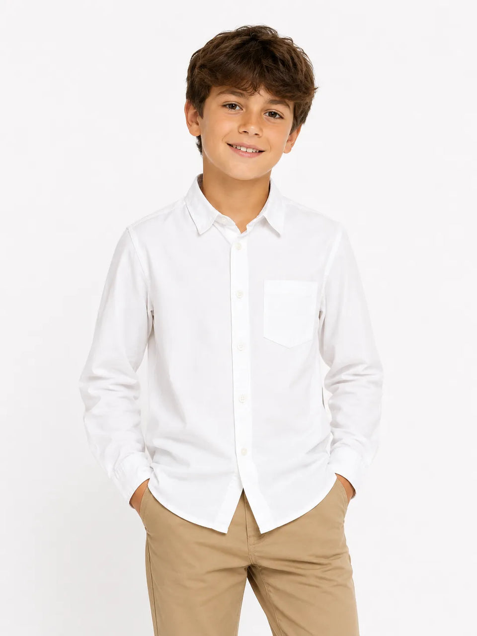 Sinsay Boy's White With Button Up And Pocket On Chest Shirt| Sinsay in Lebanon