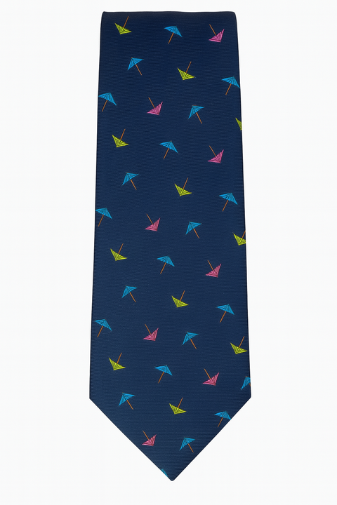 Bar III Men's Navy Blue Skinny Cocktail Umbrella Tie ABL367