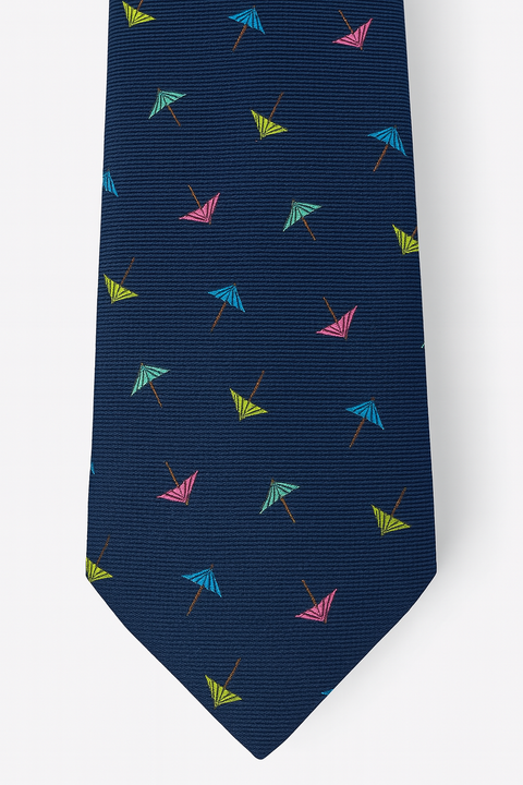 Bar III Men's Navy Blue Skinny Cocktail Umbrella Tie ABL367