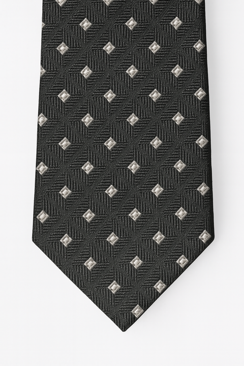Club Room Men's Black Classic Geo Grid Tie ABL353