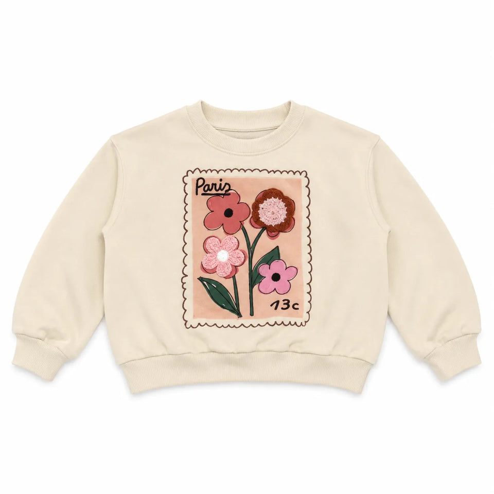 Zara Baby Girl's Cream With Flowers Paris Printed Sweatshirts | Zara In Lebanon