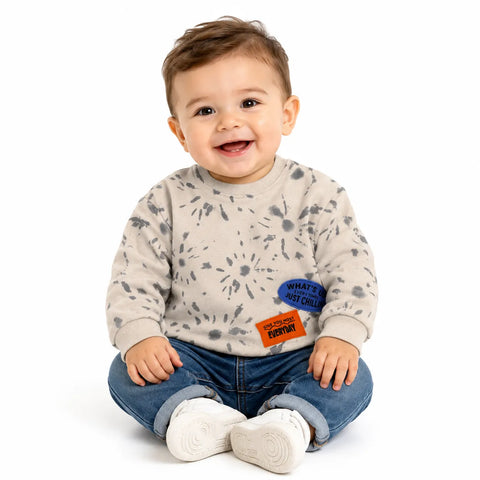 Zara Baby Boy's Light Grey With Scattered Charcoal Grey Sweatshirts   | Zara In Lebanon