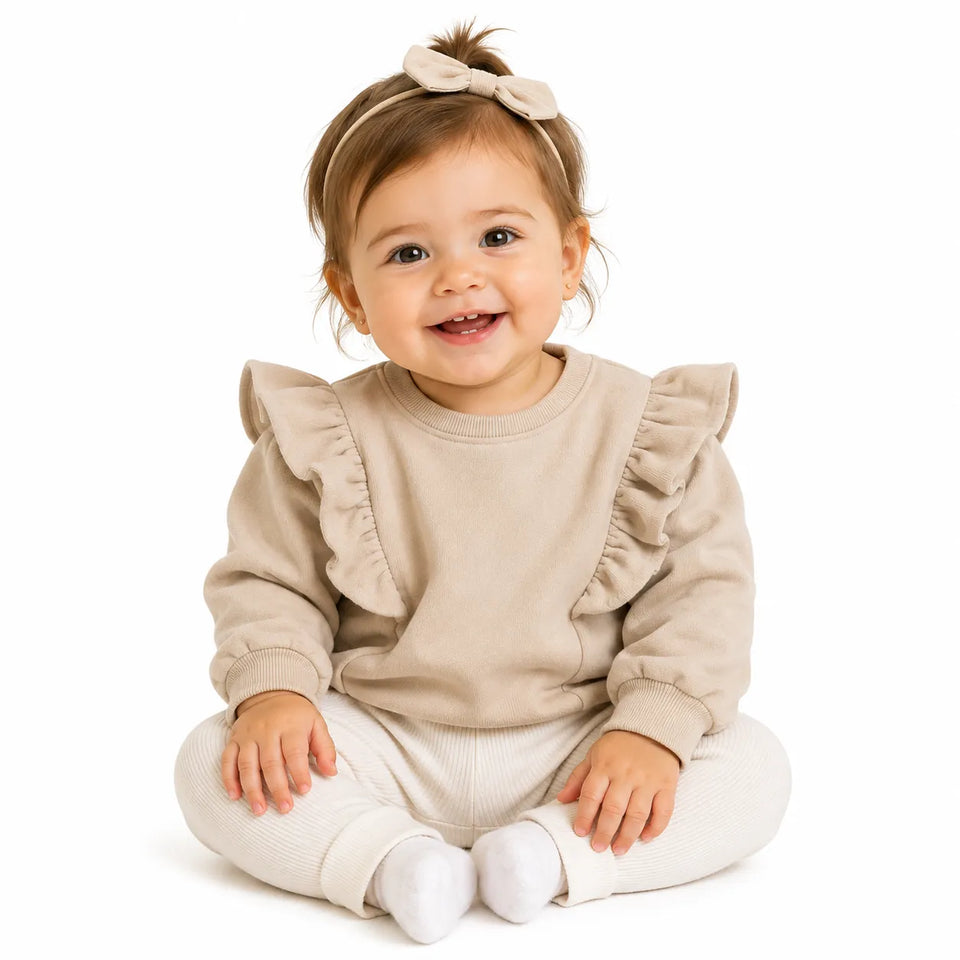 Zara Baby Girl's Beige With Ruffles DetailsSweatshirts | Zara In Lebanon