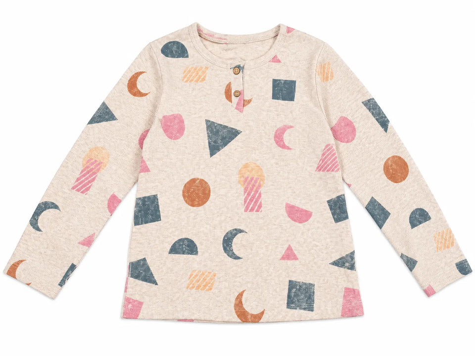 Zara Girl's Pink /Beige Ribbed Baby Henley Top Long Sleeve Blouse | Zara in Lebanon