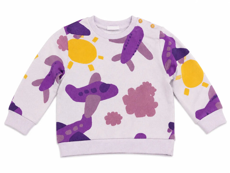 Zara Baby Girl's Light Purple All Over Airplane PrintedSweatshirt | Zara in Lebanon