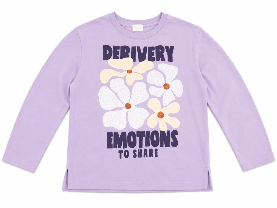 Zara Girl's Light Purple " Derivery Emotions To Share" PrintedLong Sleeve Blouse | Zara in Lebanon