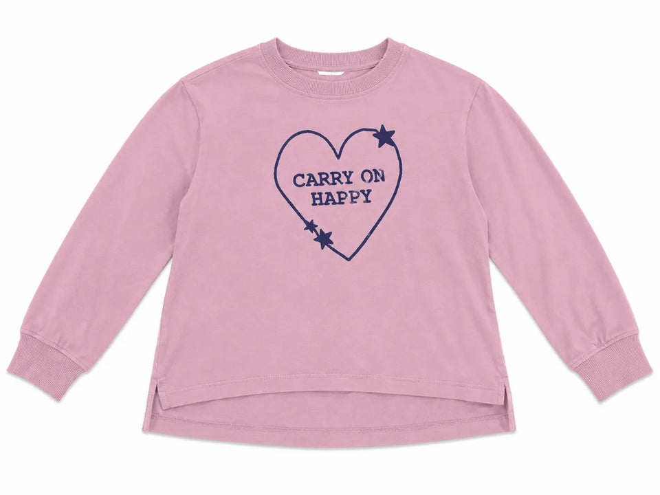 Zara Girl's Lilac Heart "Carry On Happy " Printed Long Sleeve Blouse | Zara in Lebanon