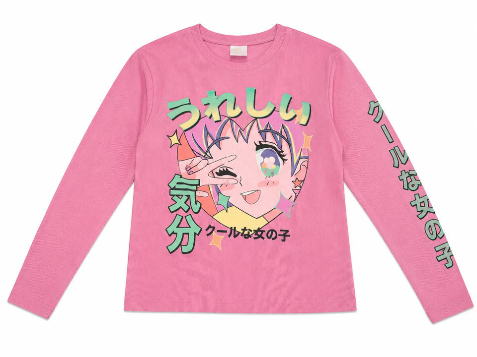 Zara Girl's PinkWith Anime Character Long Sleeve Blouse | Zara in Lebanon