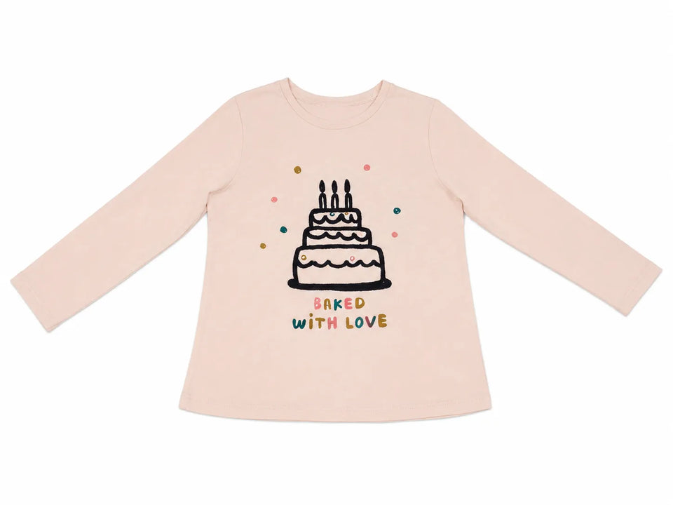 Zara Baby Girl's Light Pink "A Cake baked With Love " Printed Long Sleeve Blouse | Zara in Lebanon