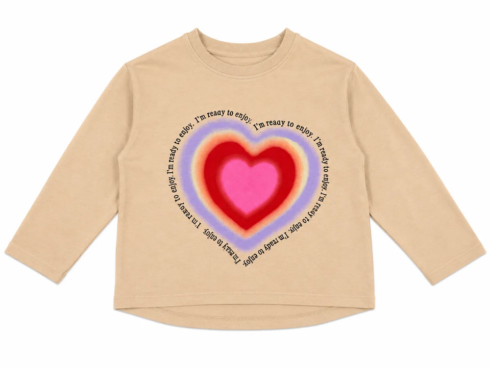Zara Girl's Light Beige With Colored HeartPrinted Long Sleeve Blouse | Zara in Lebanon