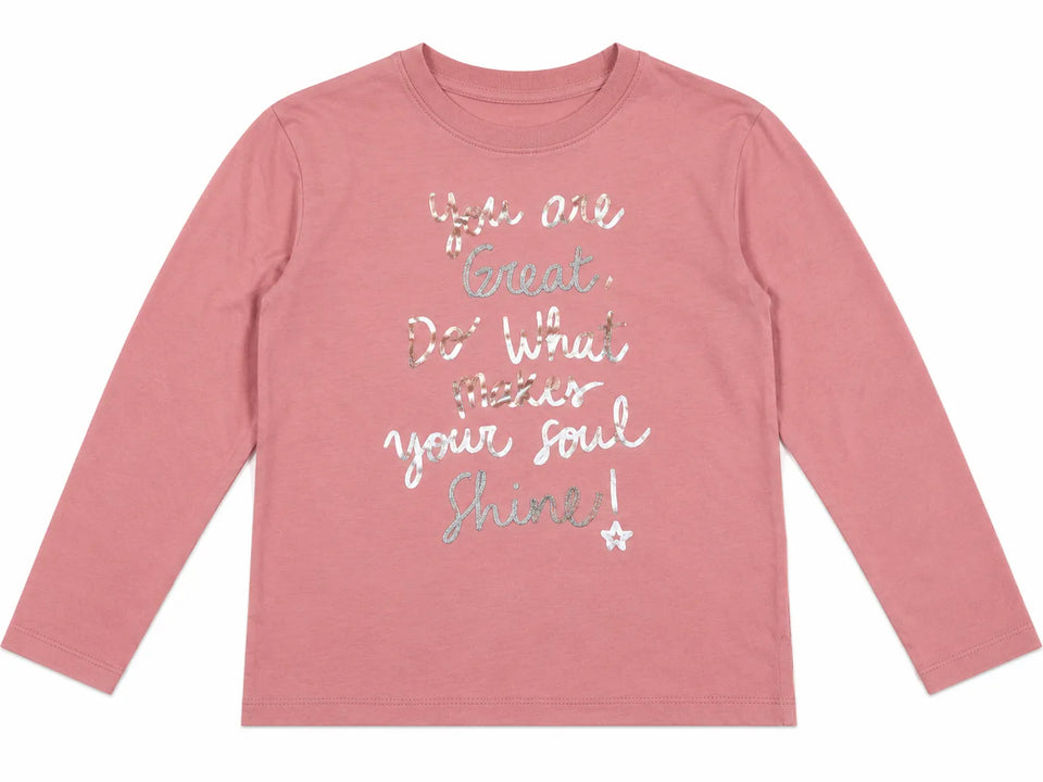 Zara Girl's Dusty Rose With Silver Words Printed Sleeve Blouse | Zara in Lebanon