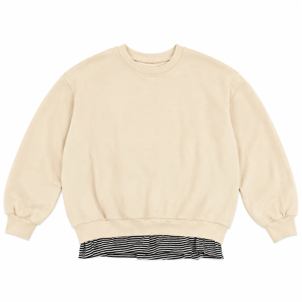 Zara Girl's Off White With Distinct Black And White Striped Lining Sweatshirt | Zara in Lebanon