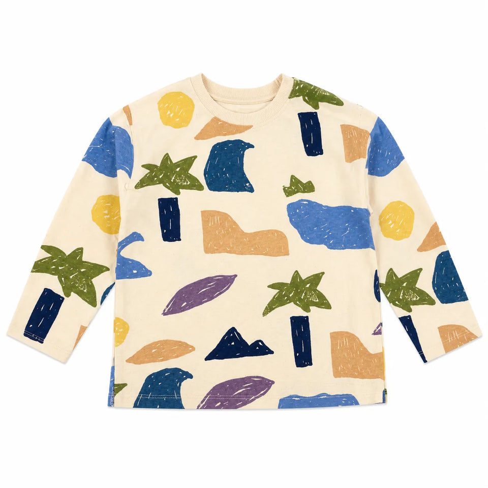 Zara Baby Boy's Light Beige With Abstract Print Long Sleeve Blouse| Zara in Lebanon